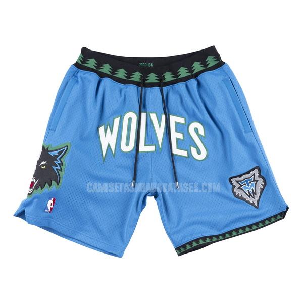 pantalones cortos nba de la minnesota timberwolves azul just don bolsillo